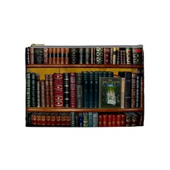 Books Library Bookshelf Bookshop Cosmetic Bag (medium) by Nexatart