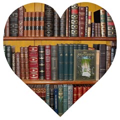 Books Library Bookshelf Bookshop Wooden Puzzle Heart by Nexatart