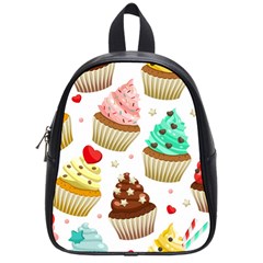 Seamless Pattern Yummy Colored Cupcakes School Bag (small) by Nexatart