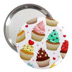 Seamless Pattern Yummy Colored Cupcakes 3  Handbag Mirrors by Nexatart