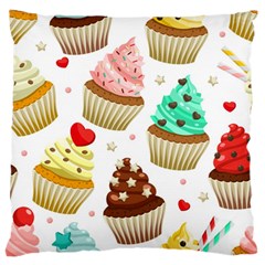 Seamless Pattern Yummy Colored Cupcakes Standard Flano Cushion Case (two Sides) by Nexatart