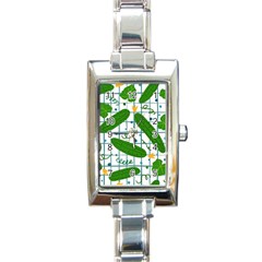 Seamless Pattern With Cucumber Rectangle Italian Charm Watch