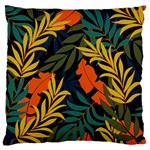 Fashionable Seamless Tropical Pattern With Bright Green Blue Plants Leaves Large Cushion Case (One Side) Front