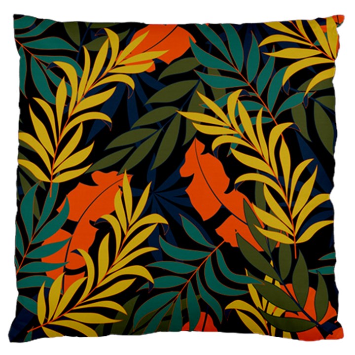 Fashionable Seamless Tropical Pattern With Bright Green Blue Plants Leaves Large Cushion Case (One Side)