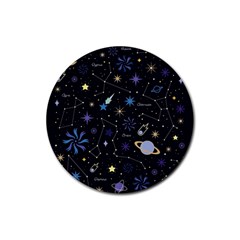 Starry Night  Space Constellations  Stars  Galaxy  Universe Graphic  Illustration Rubber Round Coaster (4 Pack)  by Nexatart