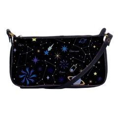 Starry Night  Space Constellations  Stars  Galaxy  Universe Graphic  Illustration Shoulder Clutch Bag by Nexatart