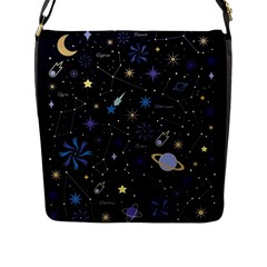 Starry Night  Space Constellations  Stars  Galaxy  Universe Graphic  Illustration Flap Closure Messenger Bag (L)