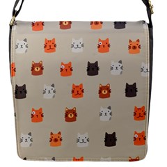 Cat Faces Pattern Flap Closure Messenger Bag (s)