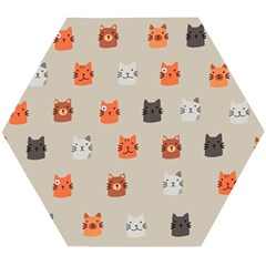 Cat Faces Pattern Wooden Puzzle Hexagon by Nexatart