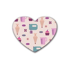 Seamless Bakery Vector Pattern Heart Coaster (4 Pack) 