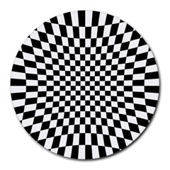 Illusion Checkerboard Black And White Pattern Round Mousepads