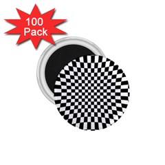 Illusion Checkerboard Black And White Pattern 1.75  Magnets (100 pack) 