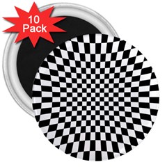 Illusion Checkerboard Black And White Pattern 3  Magnets (10 pack) 