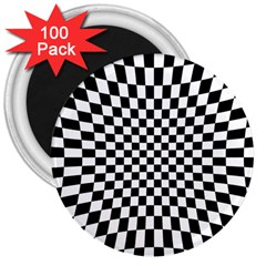 Illusion Checkerboard Black And White Pattern 3  Magnets (100 pack)