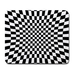 Illusion Checkerboard Black And White Pattern Large Mousepads