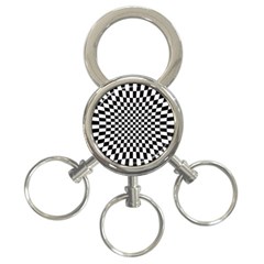 Illusion Checkerboard Black And White Pattern 3-Ring Key Chain