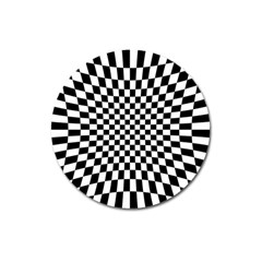 Illusion Checkerboard Black And White Pattern Magnet 3  (Round)