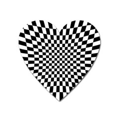 Illusion Checkerboard Black And White Pattern Heart Magnet