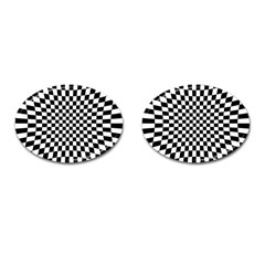 Illusion Checkerboard Black And White Pattern Cufflinks (Oval)