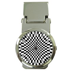 Illusion Checkerboard Black And White Pattern Money Clip Watches