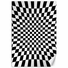 Illusion Checkerboard Black And White Pattern Canvas 12  x 18 