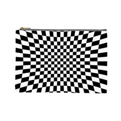 Illusion Checkerboard Black And White Pattern Cosmetic Bag (Large)