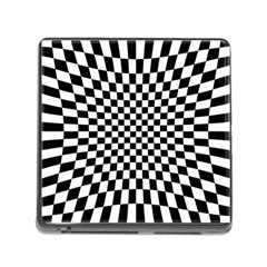 Illusion Checkerboard Black And White Pattern Memory Card Reader (Square 5 Slot)