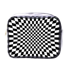 Illusion Checkerboard Black And White Pattern Mini Toiletries Bag (One Side)