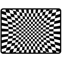 Illusion Checkerboard Black And White Pattern Fleece Blanket (Large) 