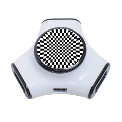 Illusion Checkerboard Black And White Pattern 3-Port USB Hub