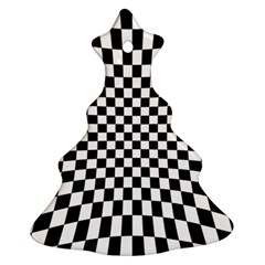 Illusion Checkerboard Black And White Pattern Christmas Tree Ornament (Two Sides)