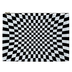 Illusion Checkerboard Black And White Pattern Cosmetic Bag (XXL)