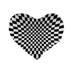 Illusion Checkerboard Black And White Pattern Standard 16  Premium Heart Shape Cushions