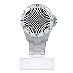 Illusion Checkerboard Black And White Pattern Plastic Nurses Watch