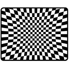 Illusion Checkerboard Black And White Pattern Double Sided Fleece Blanket (Medium) 