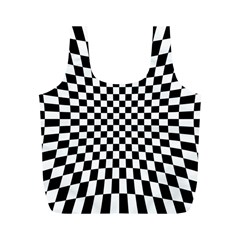 Illusion Checkerboard Black And White Pattern Full Print Recycle Bag (M)