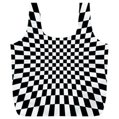 Illusion Checkerboard Black And White Pattern Full Print Recycle Bag (XL)