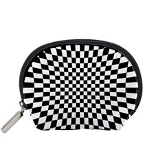 Illusion Checkerboard Black And White Pattern Accessory Pouch (Small)