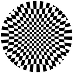 Illusion Checkerboard Black And White Pattern Wooden Puzzle Round