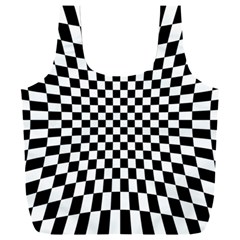 Illusion Checkerboard Black And White Pattern Full Print Recycle Bag (XXL)