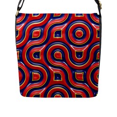 Pattern Curve Design Flap Closure Messenger Bag (L)