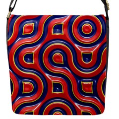 Pattern Curve Design Flap Closure Messenger Bag (S)