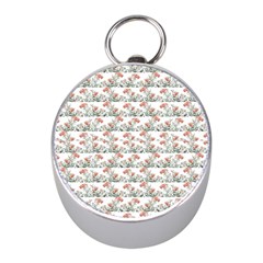 Photo Illustration Floral Motif Striped Design Mini Silver Compasses by dflcprintsclothing