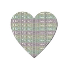 I Love Vintage Phrase Motif Striped Pattern Design Heart Magnet by dflcprintsclothing