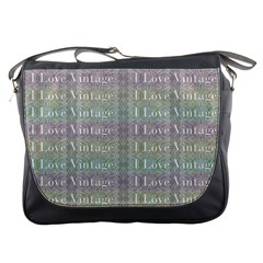 I Love Vintage Phrase Motif Striped Pattern Design Messenger Bag by dflcprintsclothing