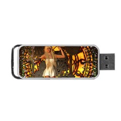 Steampunk Clockwork And Steampunk Girl Portable Usb Flash (two Sides) by FantasyWorld7