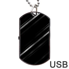 Minimalist Black Linear Abstract Print Dog Tag Usb Flash (two Sides) by dflcprintsclothing