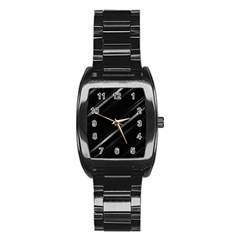 Minimalist Black Linear Abstract Print Stainless Steel Barrel Watch by dflcprintsclothing