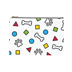 Dog Paw Seamless Pattern Footprint Bone Cosmetic Bag (large)