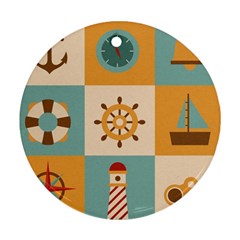 Nautical Elements Collection Round Ornament (two Sides) by Vaneshart